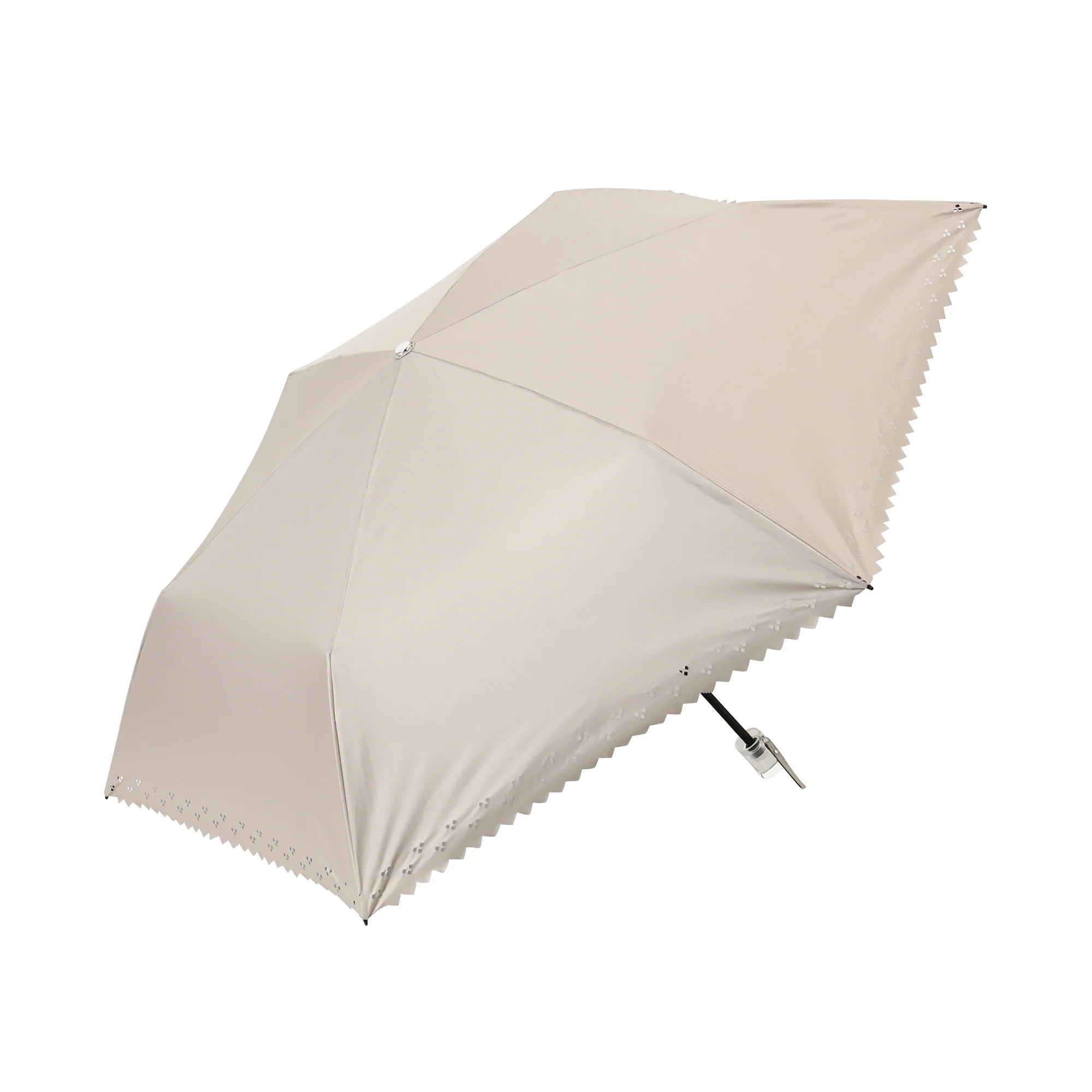 遮光HEAT DOWN ピクセルハート 折りたたみ傘 55cm ベージュ（晴雨兼用） - Image 2