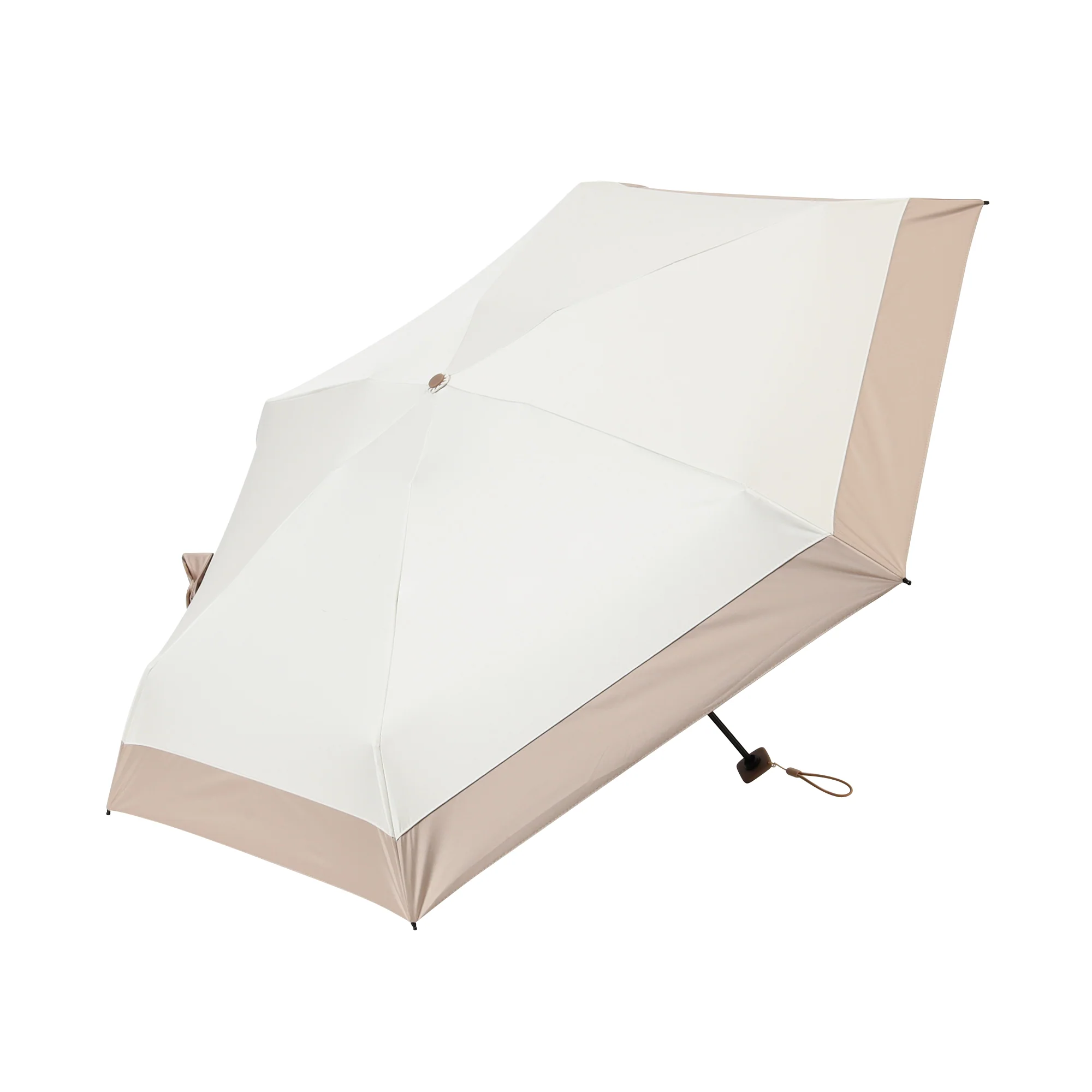 遮光 吸水ポーチ付き切継 折りたたみ傘 50cm アイボリー（晴雨兼用） - Image 2
