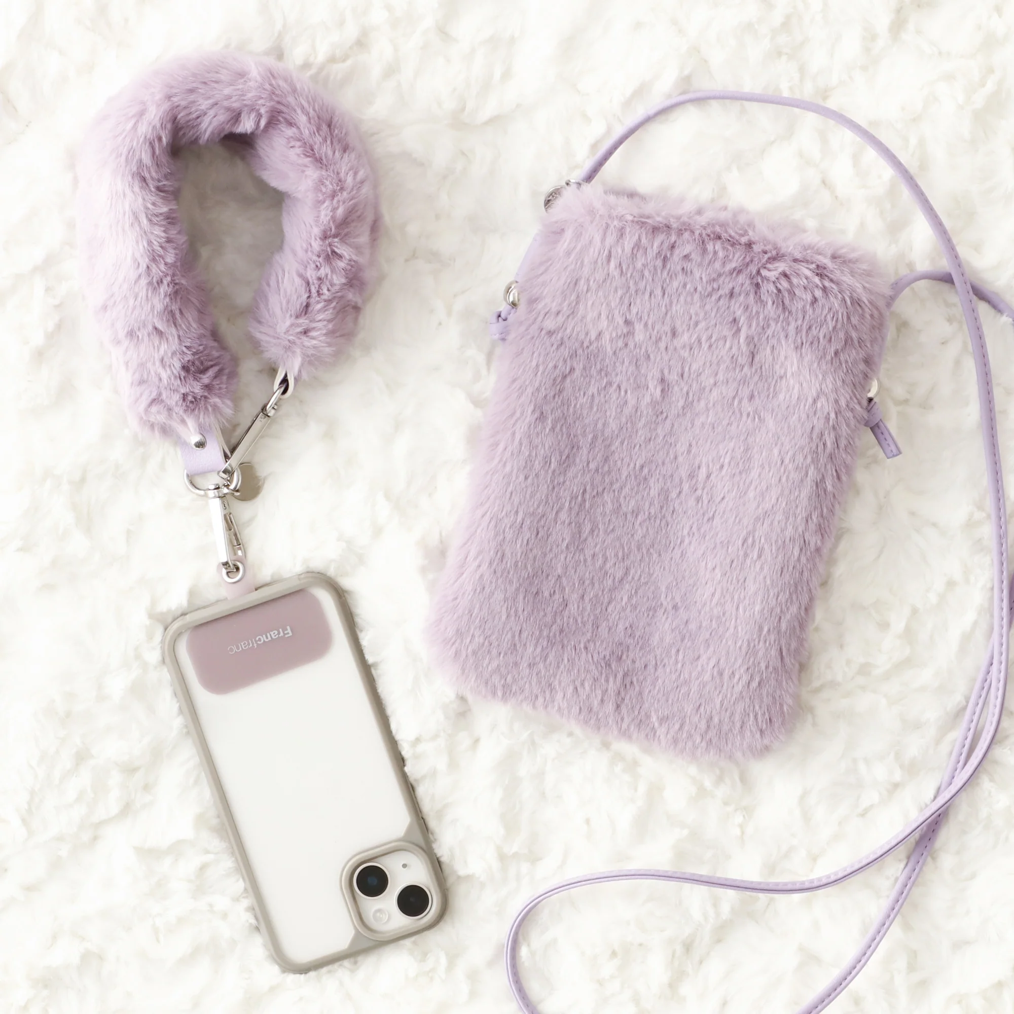 ファー スマホハンドストラップ パープル - Image 7