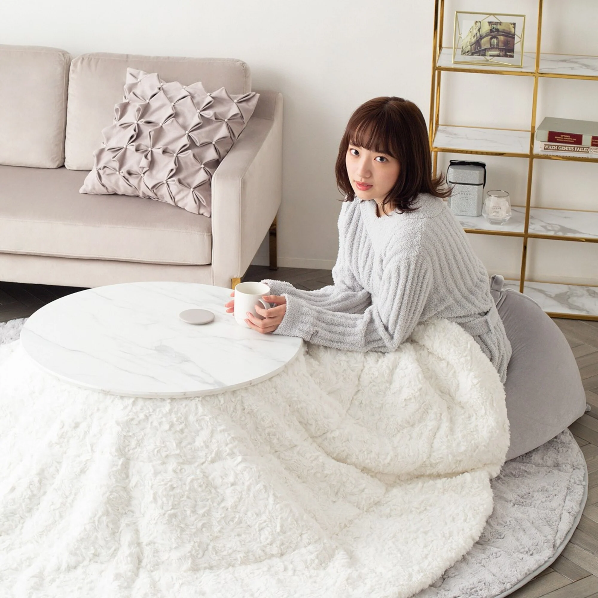 【EC限定】モスコ こたつテーブル ラウンド φ650 マーブル - Image 16