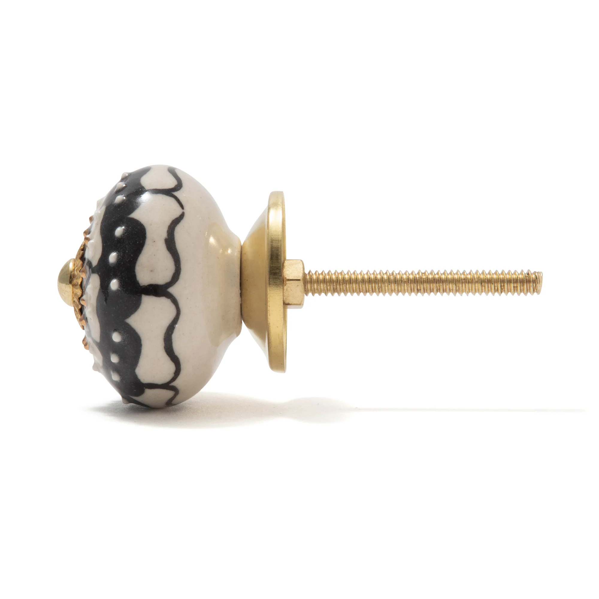 ツマミ セラミック フラワー ホワイト×ブラック - Image 2
