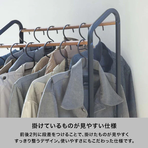 タワー ハンガーラック キャスター付き ブラック - Image 5