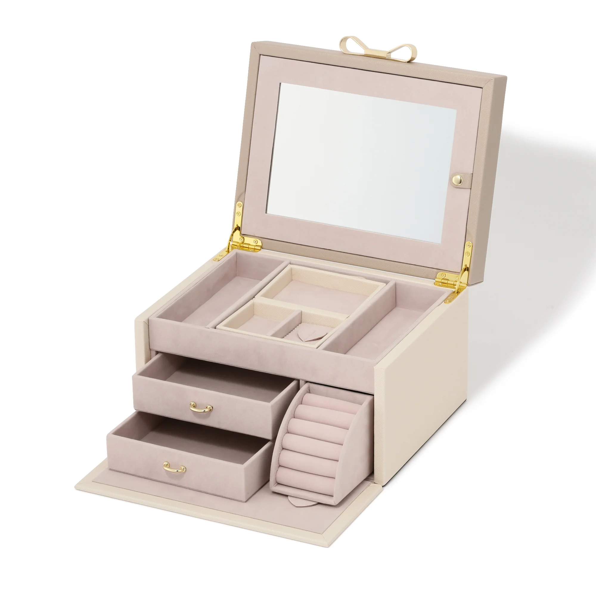 バイカラー ジュエリーボックス L ベージュ - Image 6
