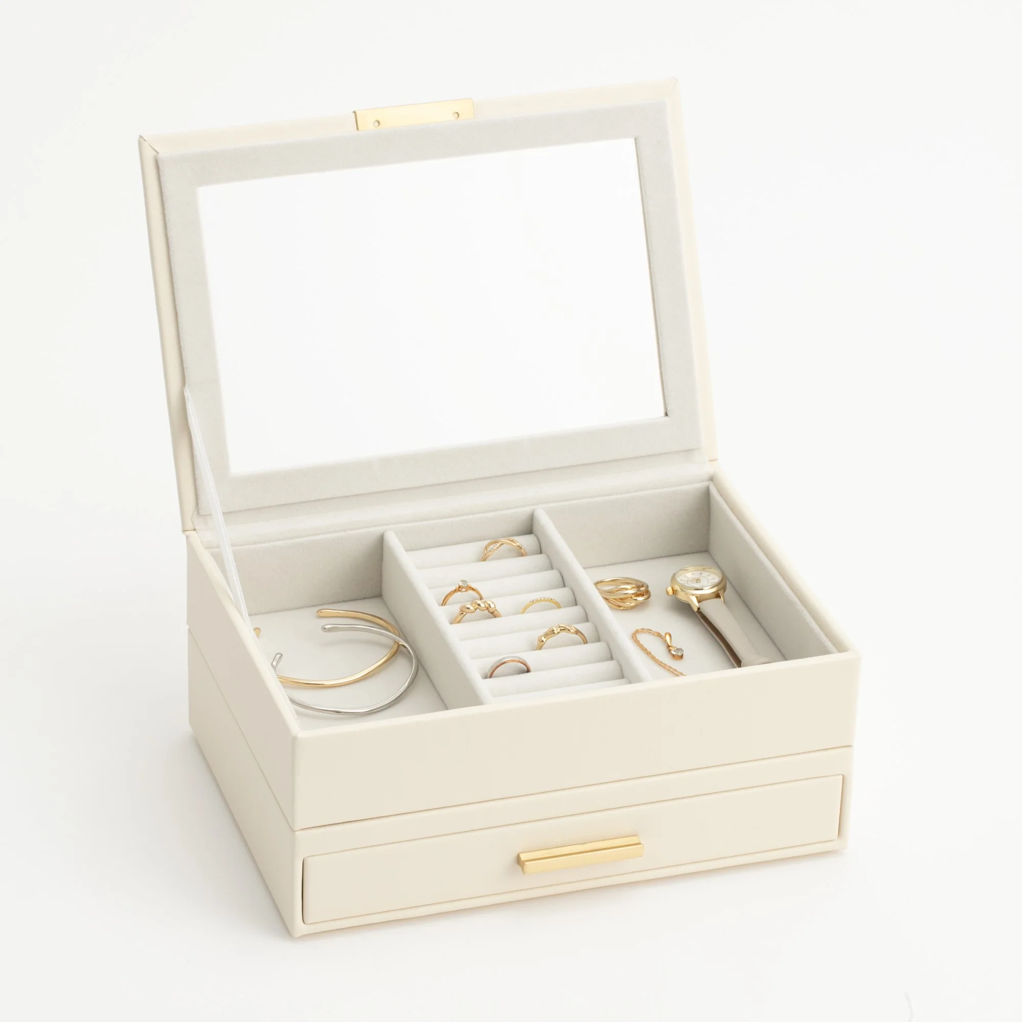 スタッキング ジュエリーボックス ディスプレイ蓋付き ホワイト - Image 10