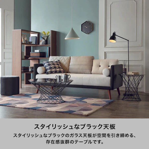 マーリア コーヒーテーブル ブラック×ブラック（φ800） - Image 3