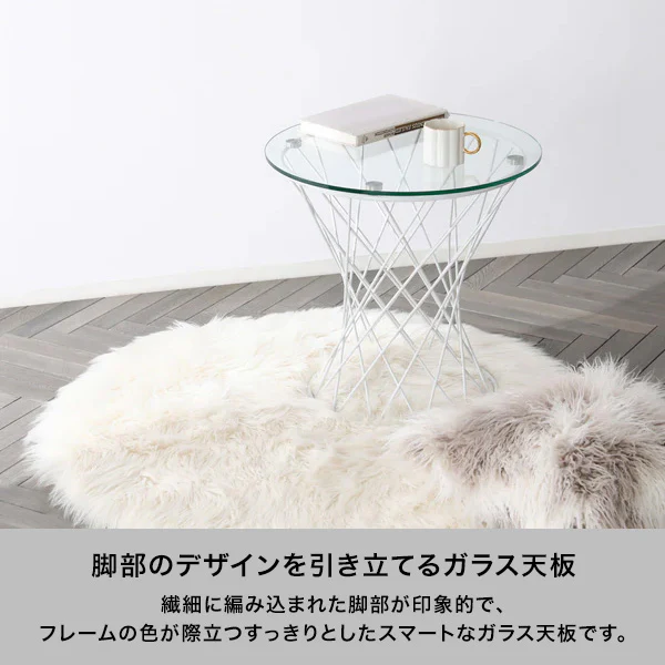 マーリア サイドテーブル クリア×ゴールド φ500 - Image 3