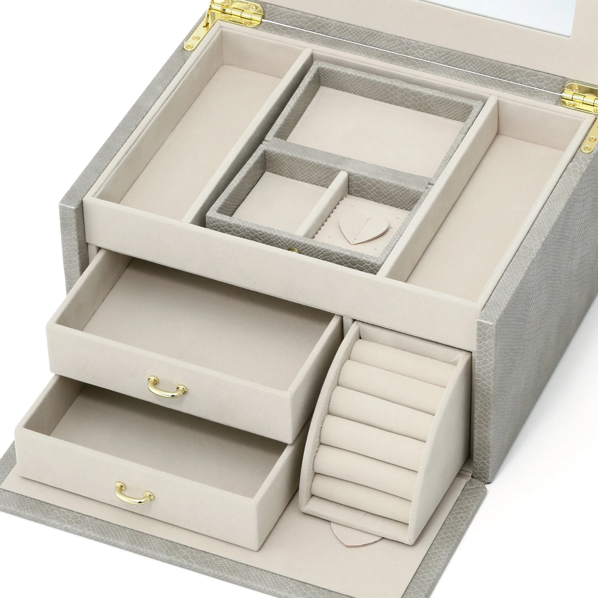 【EC限定・アウトレット品】フラビア ジュエリーボックス L グレー - Image 10